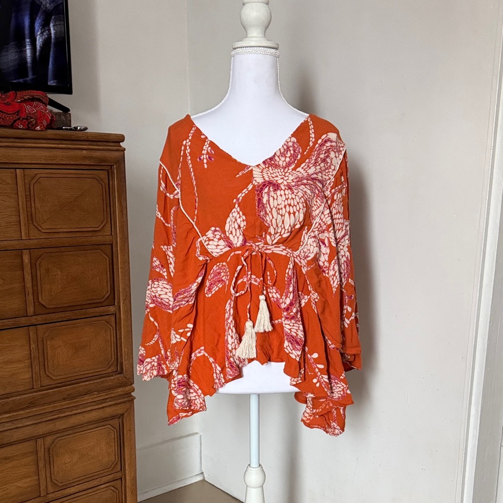 Maurices Vibrant Orange Floral Blouse